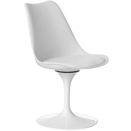 Fabulaxe Swivel Tulip Side Chair w/Cushioned Seat, White Polypropylene Accent Side Chair QI004628.WT